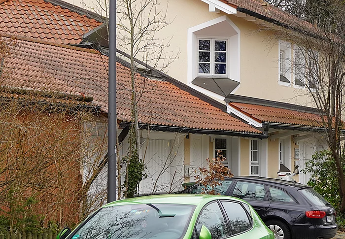 Umgerüstete LED-Straßenlampe in der Falkenstraße