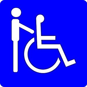 Piktogramm Rollstuhl - eingeschränkt zugänglich